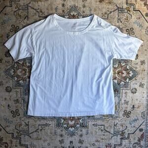 J. Jill Luxe Supima Cotton Elbow Sleeve Tee Basic White T-shirt Women's 1X Plus